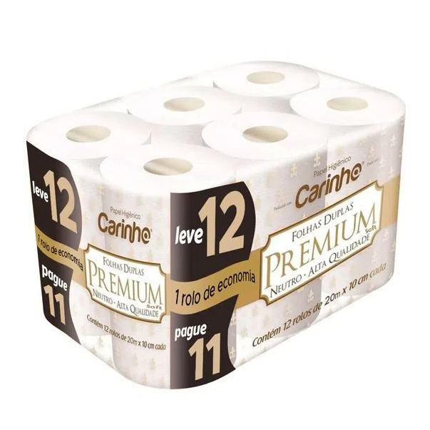 Papel Higiênico Carinho Premium Leve12 e Pague11 20m
