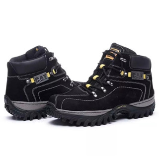 Bota Coturno Masculina Caterpillar Adventure Casual de Couro Reforçado Costurado + Carteira