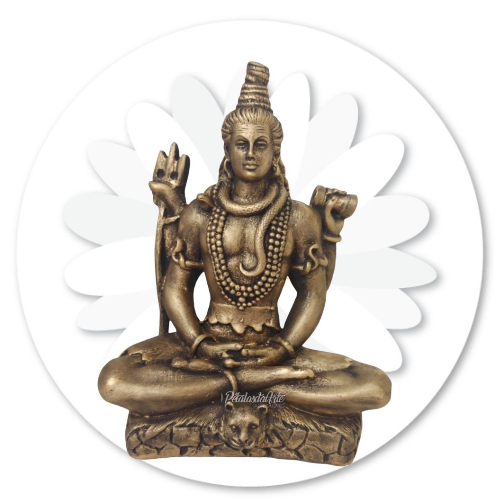 Estatua Deus Shiva Dourado 20cm gesso