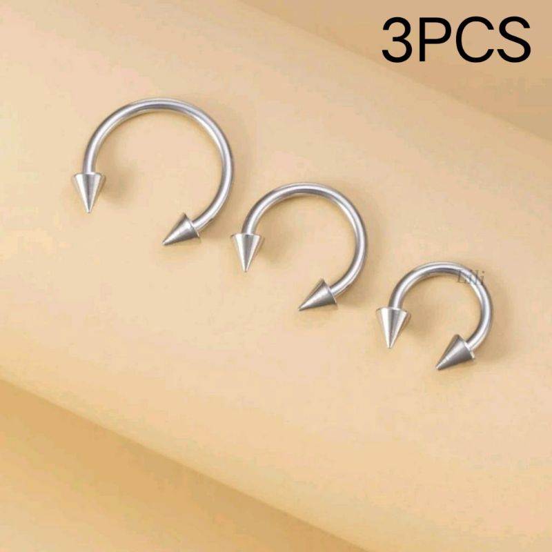 Kit 3 uni Piercings (conjunto 6/8/10/mm) De Ferradura Spike Aço cirúrgico Septo em Oferta na Shopee
