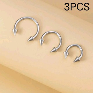 Kit 3 Piercings (conjunto 6/8/10/mm) De Ferradura Spike Aço cirúrgico Septo