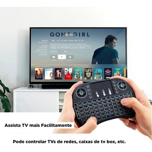 Mini Teclado Controle Sem Fio Wireless Iluminado Com Touchpad Smart Tv Pc Ps3 Notebook