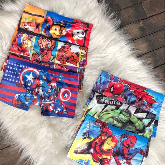 Cueca Infantil Masculina Box Sublimada Menino Confortavel Desenhos Personagens