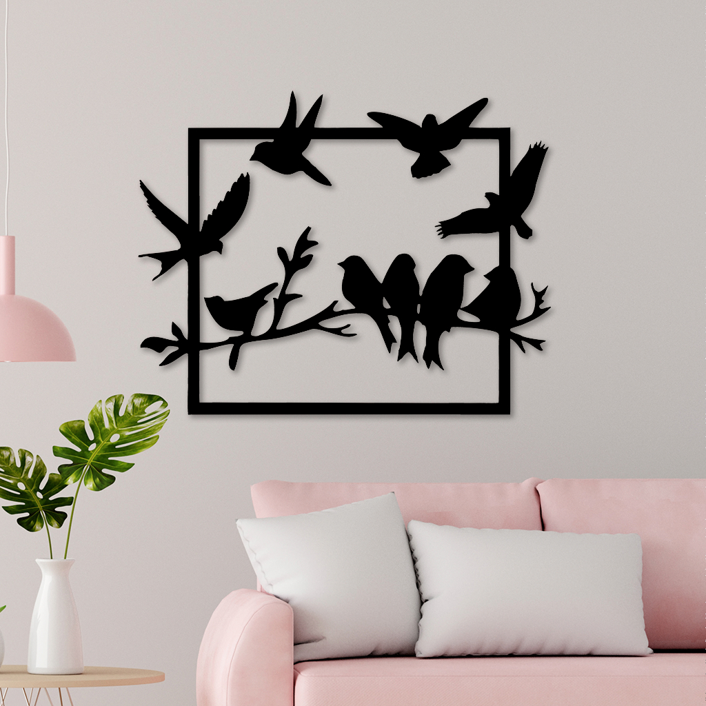 Quadros Decorativo Vazado em MDF 3mm Pássaros 15x20cm