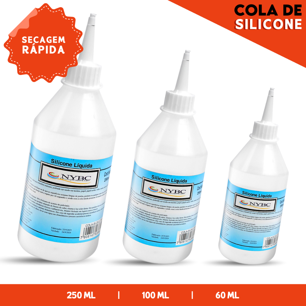 Cola De Silicone Líquida Transparente  250/100/60 Ml - Nybc