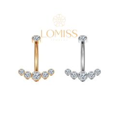 Piercing Umbigo Banana Aço Cirúrgico Pvd Cluster 6 Zircônias Cravejada