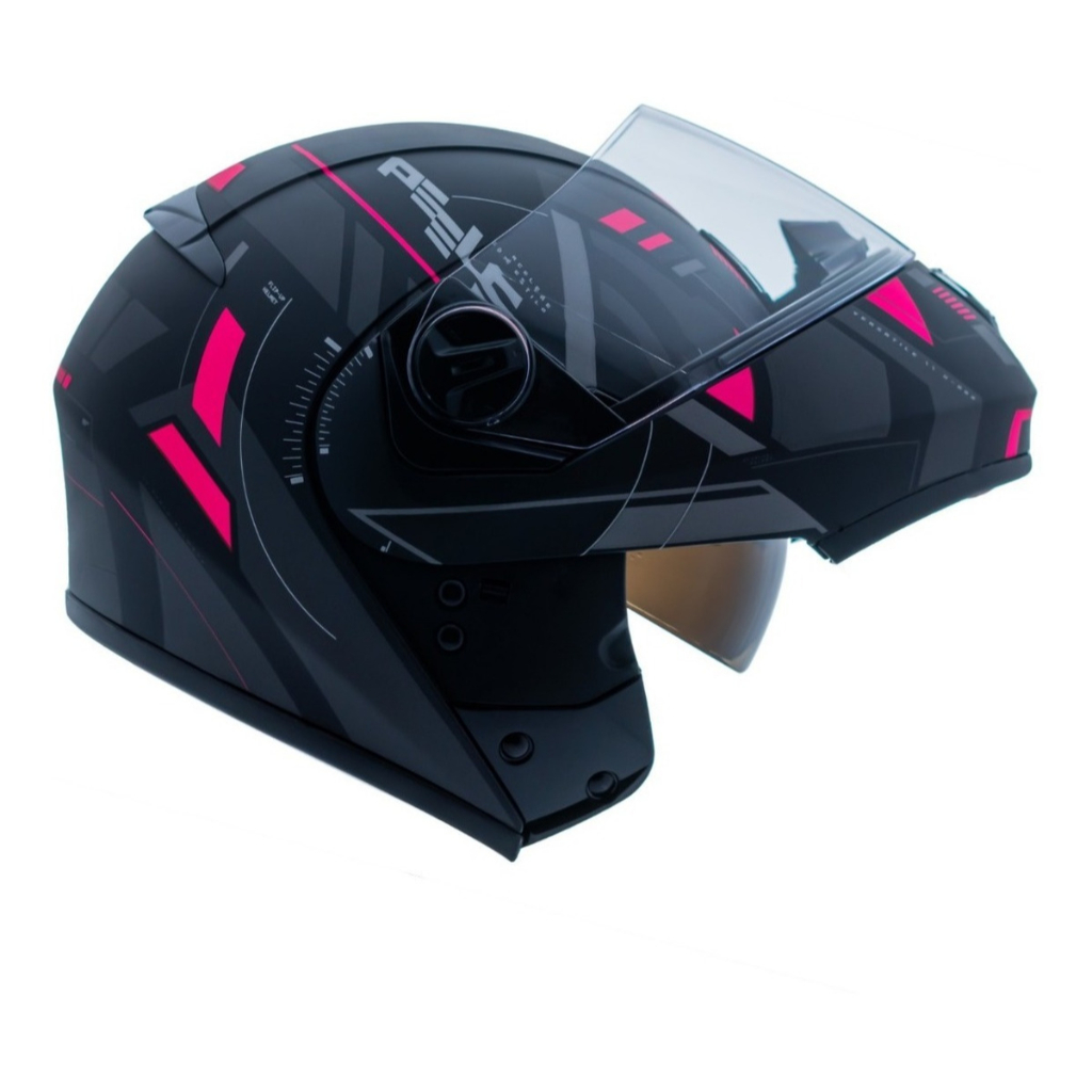 Capacete Moto Feminino Articulado Robocop Peels Urban U-Rb2 Dynamic Escamoteável C/ Óculos Interno C/ Selo Inmetro