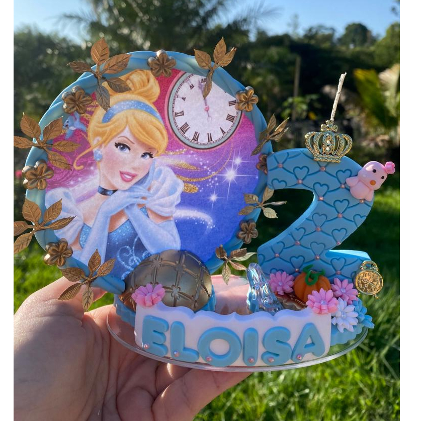 Vela Aniversário Cinderela/Topo de Bolo/ Decoração Festa Cinderela/Princesas em Oferta na Shopee