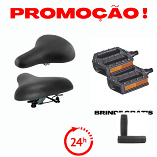 Selim Bicicleta 2 Molas Confortável Tipo Logan + Pedal Bicicleta Plataforma Nylon Rosca Grossa 9/16 ou Rosca Fina + Manopla Wester