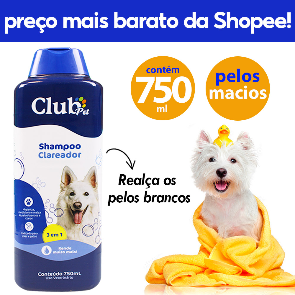 Shampoo para Cachorros e Gatos Clareador Club Pet 750ml