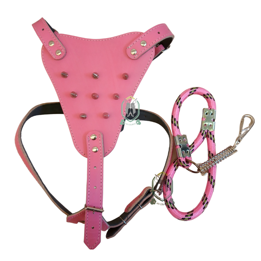 Peitoral para cachorro com cravos e guia pitbull rotwailer pastor com Guia de Corda em Oferta na Shopee