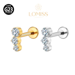 Piercing Helix Tragus Conch Boca-Medusa Labret Titânio Zircônia Cravejada