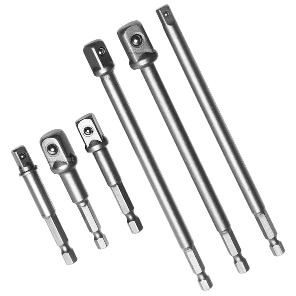 Jogo 6 Adaptador Soquete Parafusadeira Extensor 1/2 1/4 3/8