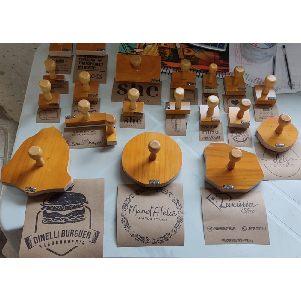 Kit 5 Carimbos Personalizados Diversos tamanhos em Oferta na Shopee