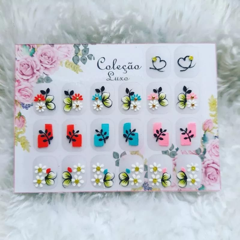 20 adesivos artesanais para unhas 100% artesanais com joias strass e pedrarias cartelão super luxo