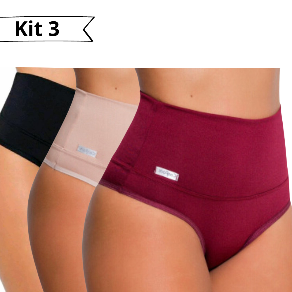 Kit 3 Calcinha Cinta Modeladora Cós Alto Maternidade Grávida - Stela em Oferta na Shopee