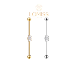 Piercing Transversal Aço Cirurgico Zircônia 3 Pedras 1,2x35x4/4