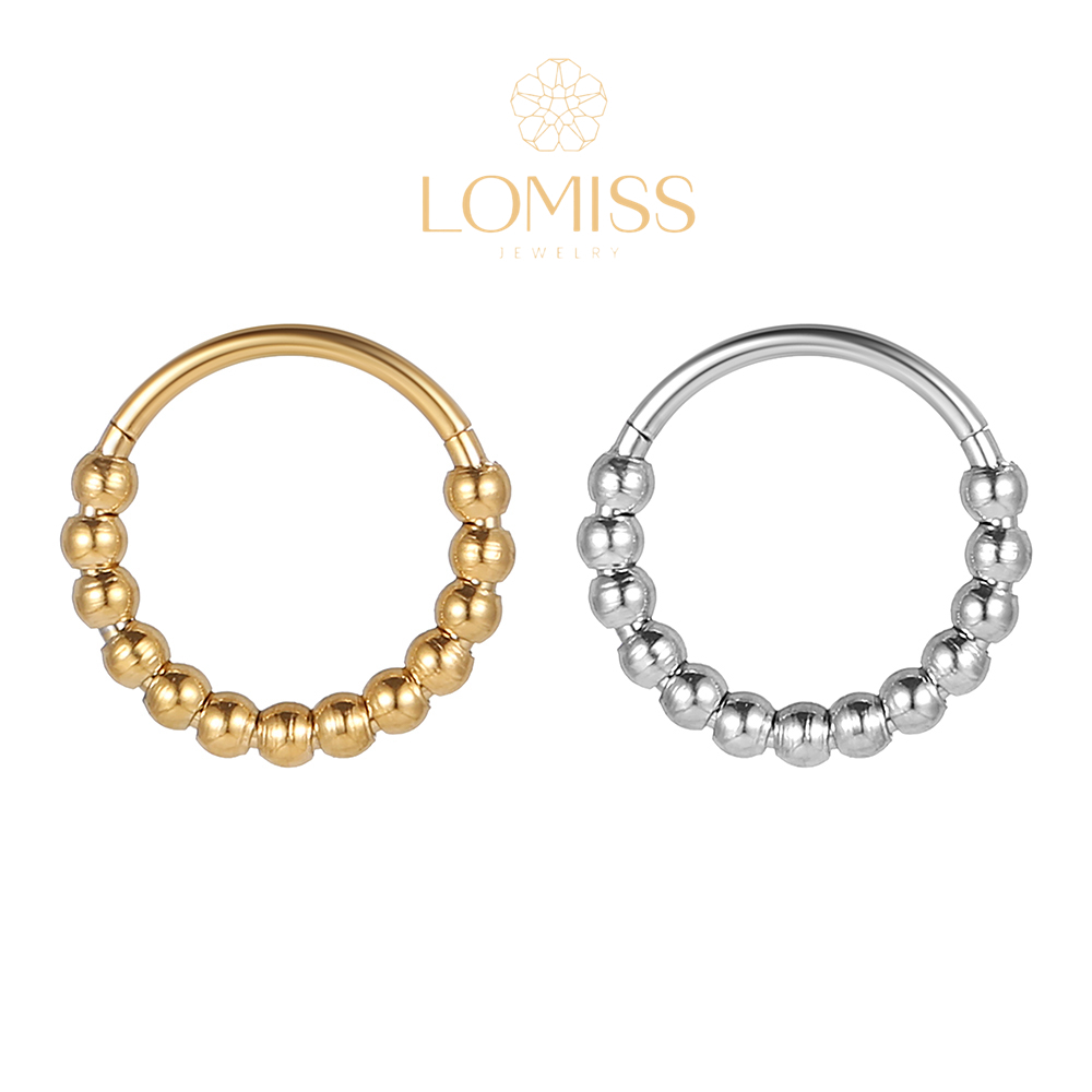 Piercing Argola Aço Cirúrgico Pvd Segmento Articulado Bolinhas em Oferta na Shopee