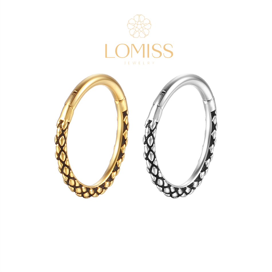 Piercing Daith Septril Rook Conch Nariz Argola Aço Cirúrgico Pvd Detalhado preto - Fashion Accessories