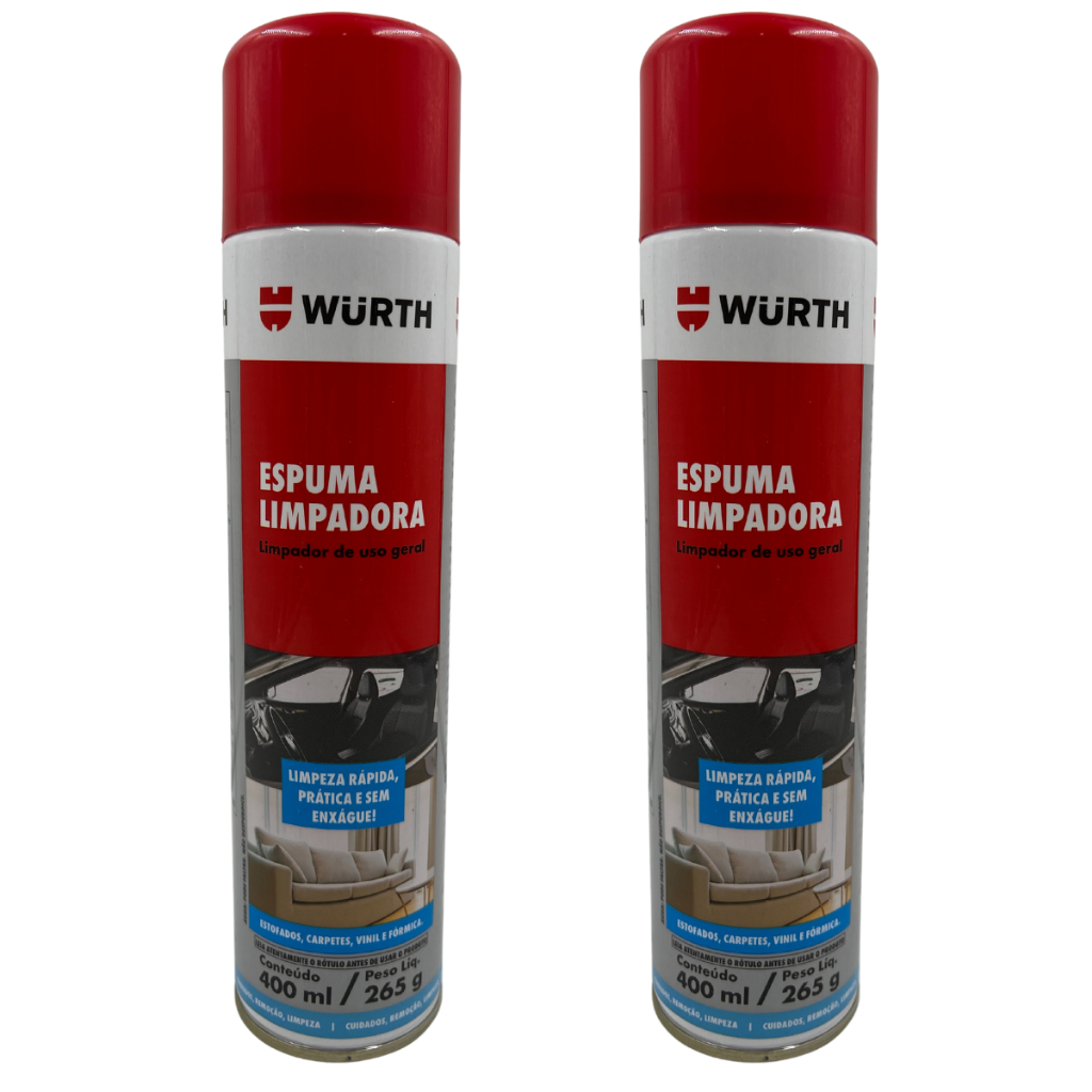 2 Espuma Limpadora Wurth 400ml  Espuma Mágica Limpa Tudo