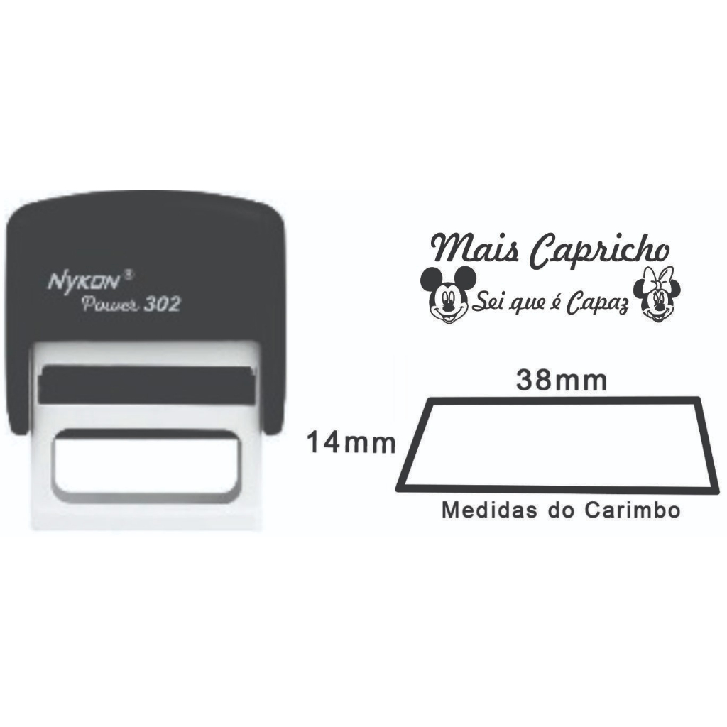 Carimbo Automatico Nykon 302 Tamanho 38x14mm Mais Capricho Ideal Escola