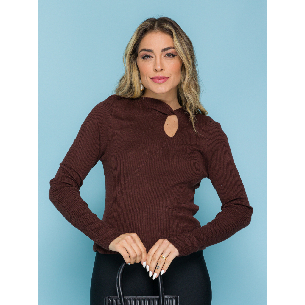 Blusa de frio feminina manga comprida nova primavera e outono