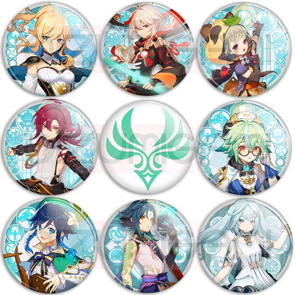 Bottons - Genshin Impact - Elemento Anemo - Tam: 4,5cm - broche - alfinete - boton - bottom - button - pin em Oferta na Shopee