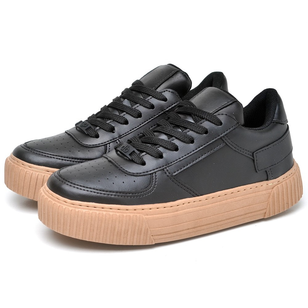Tenis Plataforma Dubuy Feminino Preto Sola Marrom Sun 031FG em Oferta na Shopee