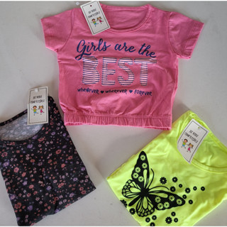 Camiseta Infantil Feminina Cropped com elástico