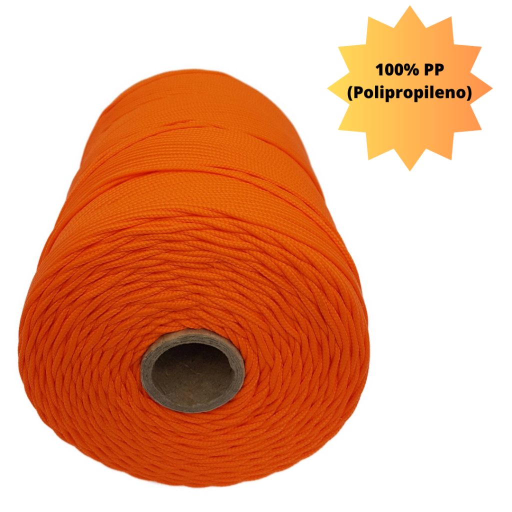 Corda Trançada 2,5mm Laranja (seda) - Rolo Com 286 Metros GKL Store