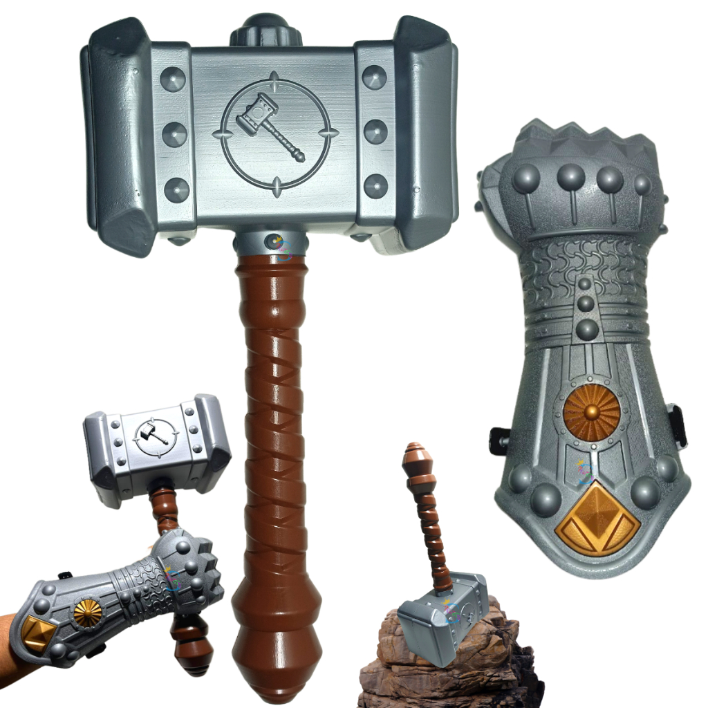 Kit Heróis Martelo Do Thor E Luva Thanos Festa Fantasia Cosplay Intanfil Brinquedo