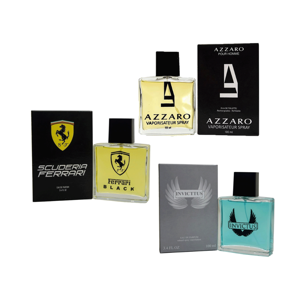 Kit 3 Perfumes Importados Masculinos Ferrari Black, 212 Vip Men e Invictus 100ml