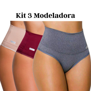 Kit 3 Calcinha Modeladora Suplex Pós Parto Grávida Segura Barriga - Stela