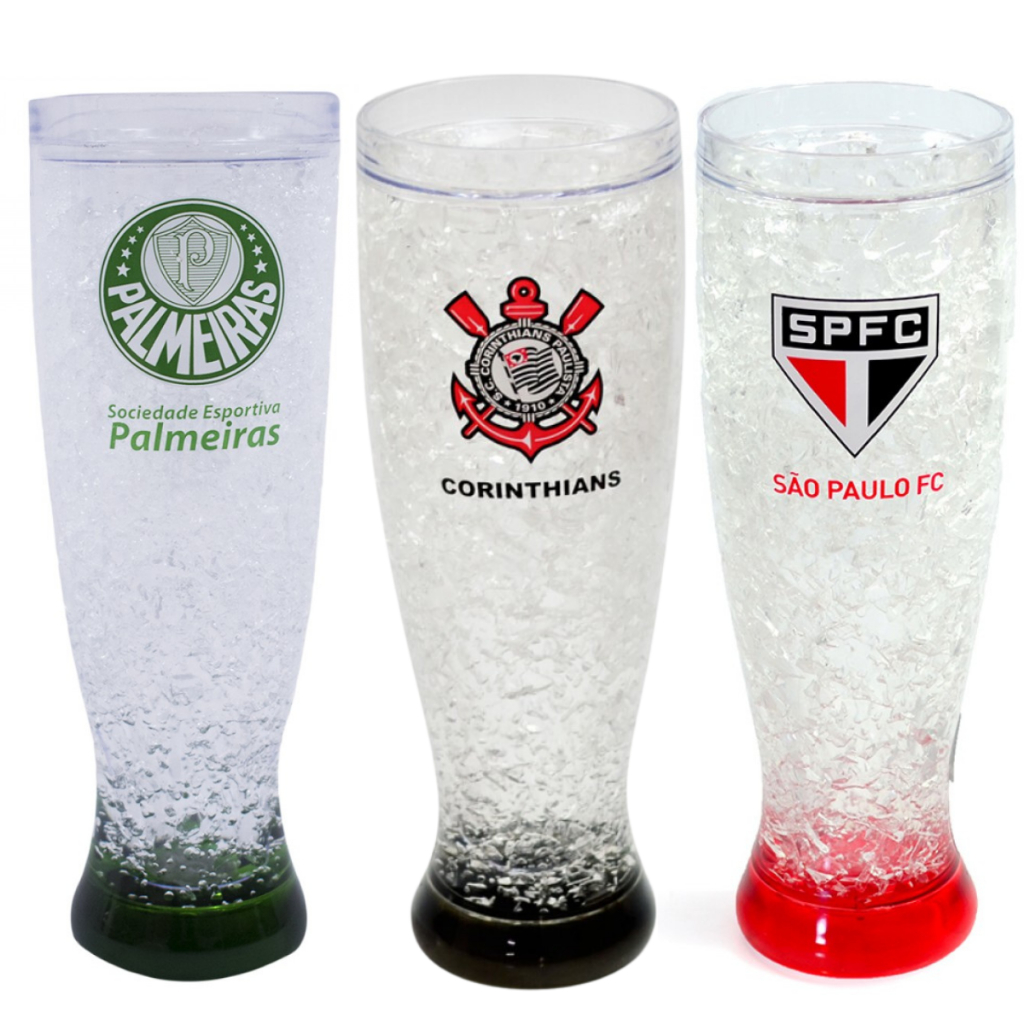 Copo De Chope Cerveja Térmico Com Gel Congelante 450ml Corinthians São Paulo Palmeiras