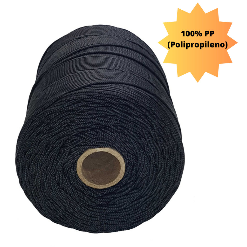 Corda Trançada 4,0mm Preta (seda) - Rolo Com 130 Metros GKL Store