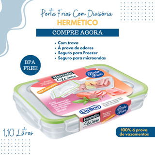 Porta Frios 2 em 1 Hermético com Sistema Anti-Odor e Vazamento com Divisória Removível