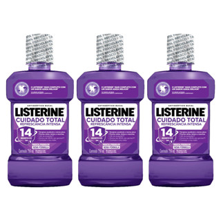 Kit com 3 Antissépticos Bucal Listerine Cuidado Total 250ml