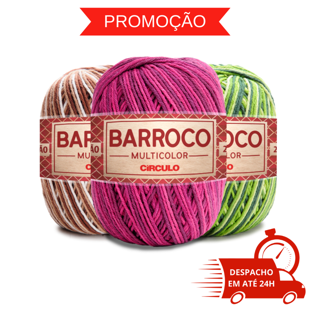 Barbante Barroco Multicolor 200g 226 metros em Oferta na Shopee