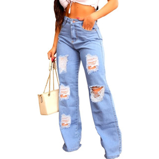 Calça WIde Leg Pantalona Cintura Alta Calca Jeans Feminina Boca de Sino Lançamento