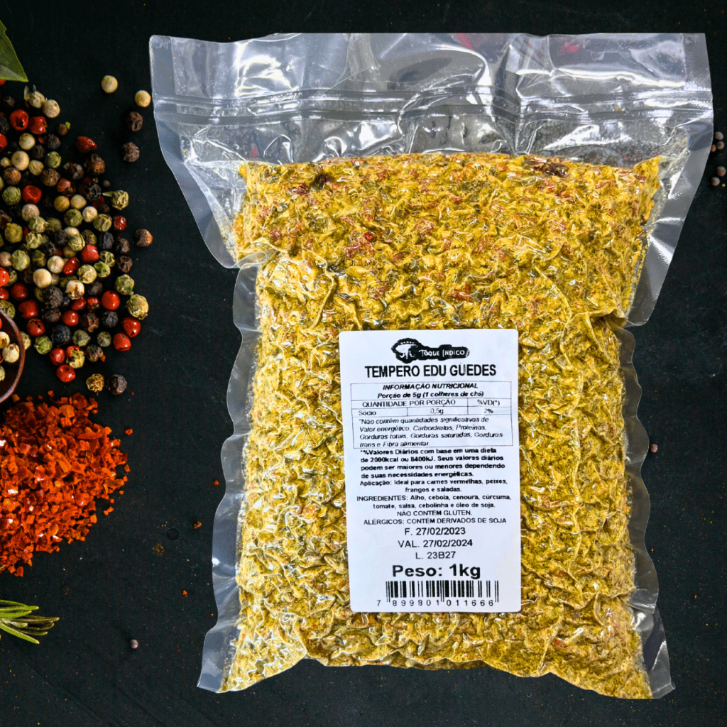 Tempero Edu Guedes Natural Original SEM CONSERVANTES (500g e 1kg) Explosão de sabor - Surpreenda-se na Cozinha! À Vácuo 500g e 1kg