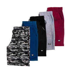 Kit 5 Bermudas Moletom Camuflada Academia Treino Masculinas 100% Algodão Cores Sortidas Bolso 2
