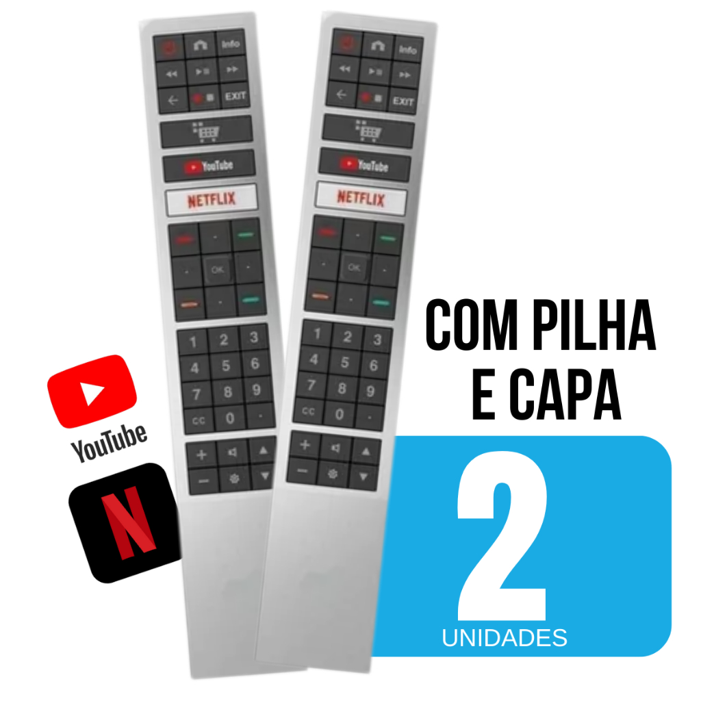 kit 2 Controle Remoto Tv Aoc Smart 4k Led 32 Netflix Youtube