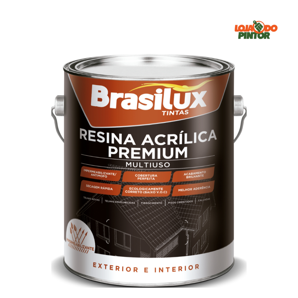 Resina Acrílica Incolor Base De Água Impermeabilizante 3,6L Brasilux em Oferta na Shopee
