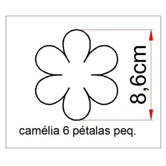 Faca de Corte e Vinco Camélia 6 Pétalas Pequena Para Fabricação de Forminhas de Doces Finos