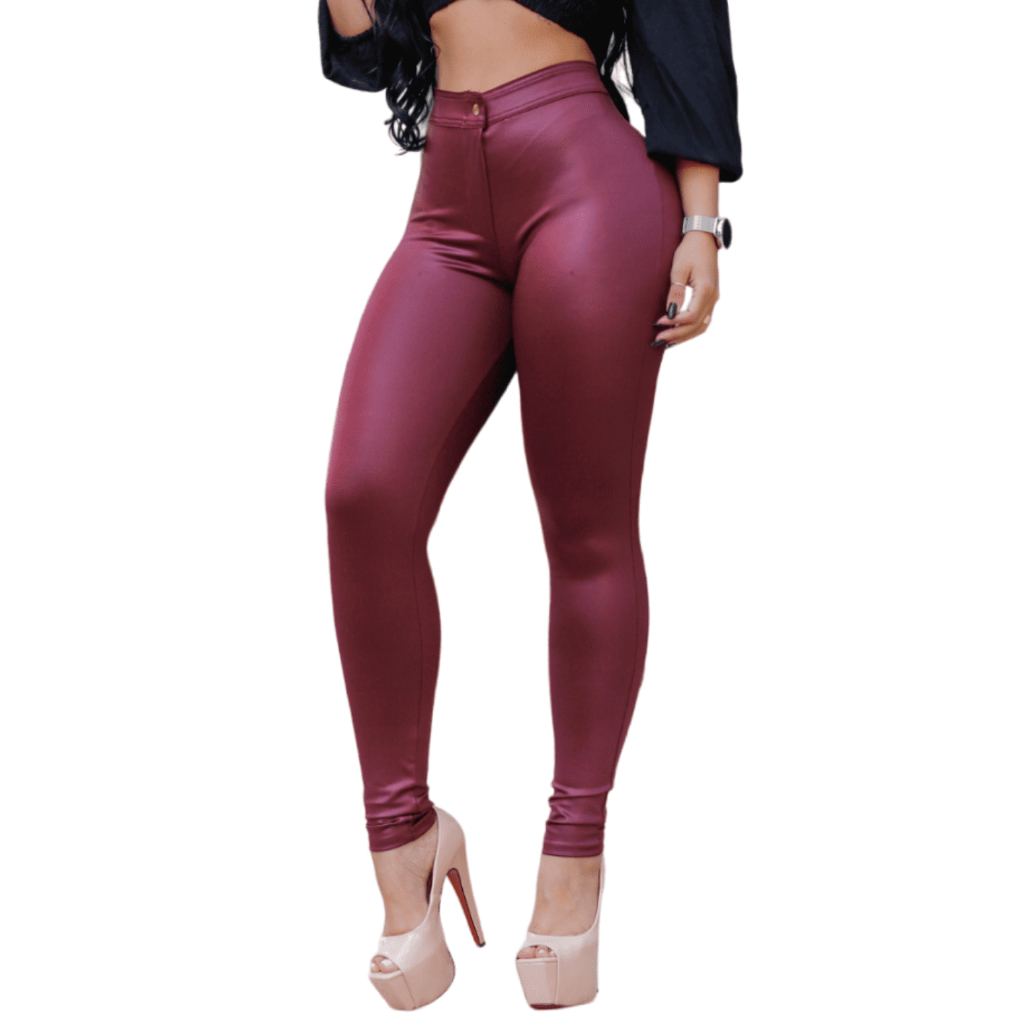 Calça Disco Cirre Hot Pants Legging Montaria Vinho Cintura alta Levanta Bumbum