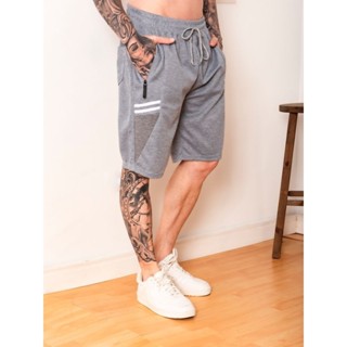 Bermudas Moletom Masculino Com Elastano, Bolsos Com Zíper3040