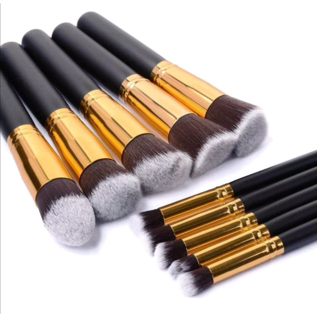 Kit 10 peças pincel kabuki precisão Conjunto de Maquiagem para Sombra Delineador Lábios Pó Base em Oferta na Shopee