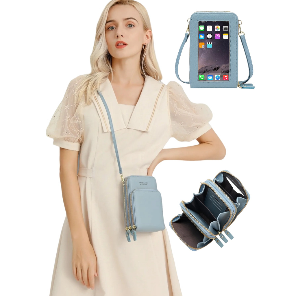 Bolsa feminina porta celular transversal tiracolo transparente atras LR-026 em Oferta na Shopee