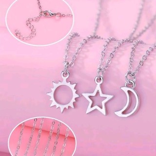Kit 3 Colares Da Amizade Prata Trio De Amigas colar Sol Lua e Estrela