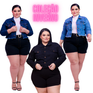 Jaqueta Plus Size Feminino Jeans Inverno 2024